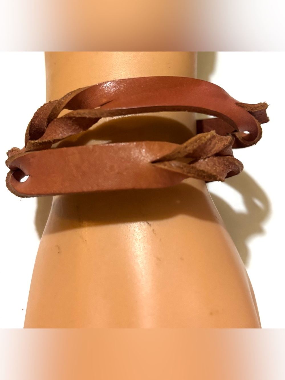 Brown Leather Braided Wrap Bracelet